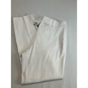 H&M White Super Stretch Pants dress slacks side zipper Womens 12